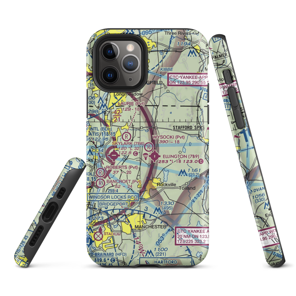 Wysocki Field (CT15) VFR Sectional  Tough iPhone Case iPhone 11 Pro model shown