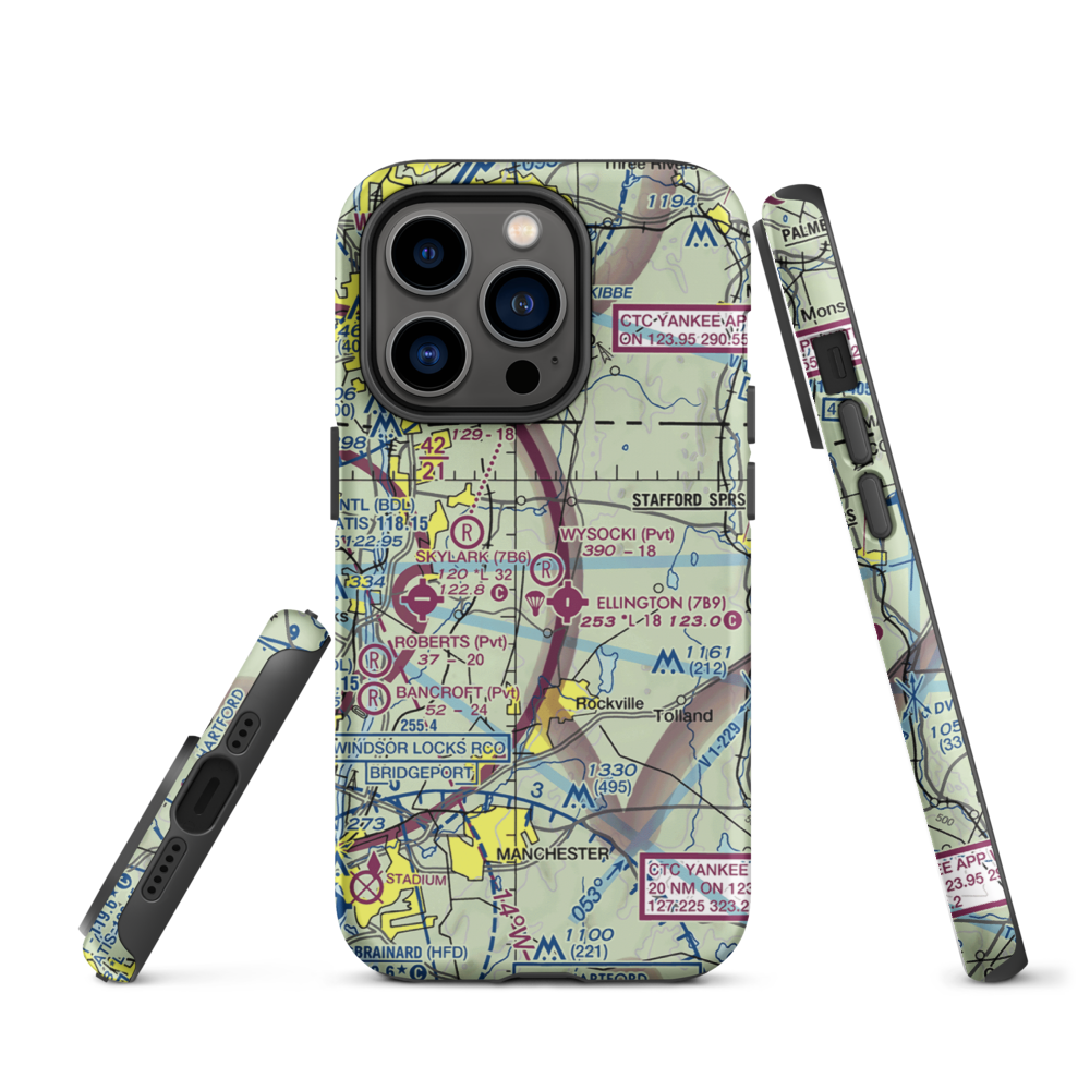 Wysocki Field (CT15) VFR Sectional  Tough iPhone Case iPhone 14 Pro model shown