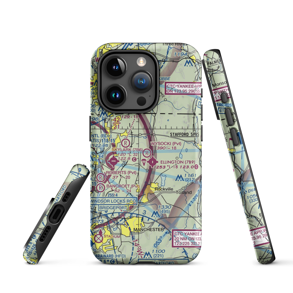 Wysocki Field (CT15) VFR Sectional  Tough iPhone Case iPhone 15 Pro model shown