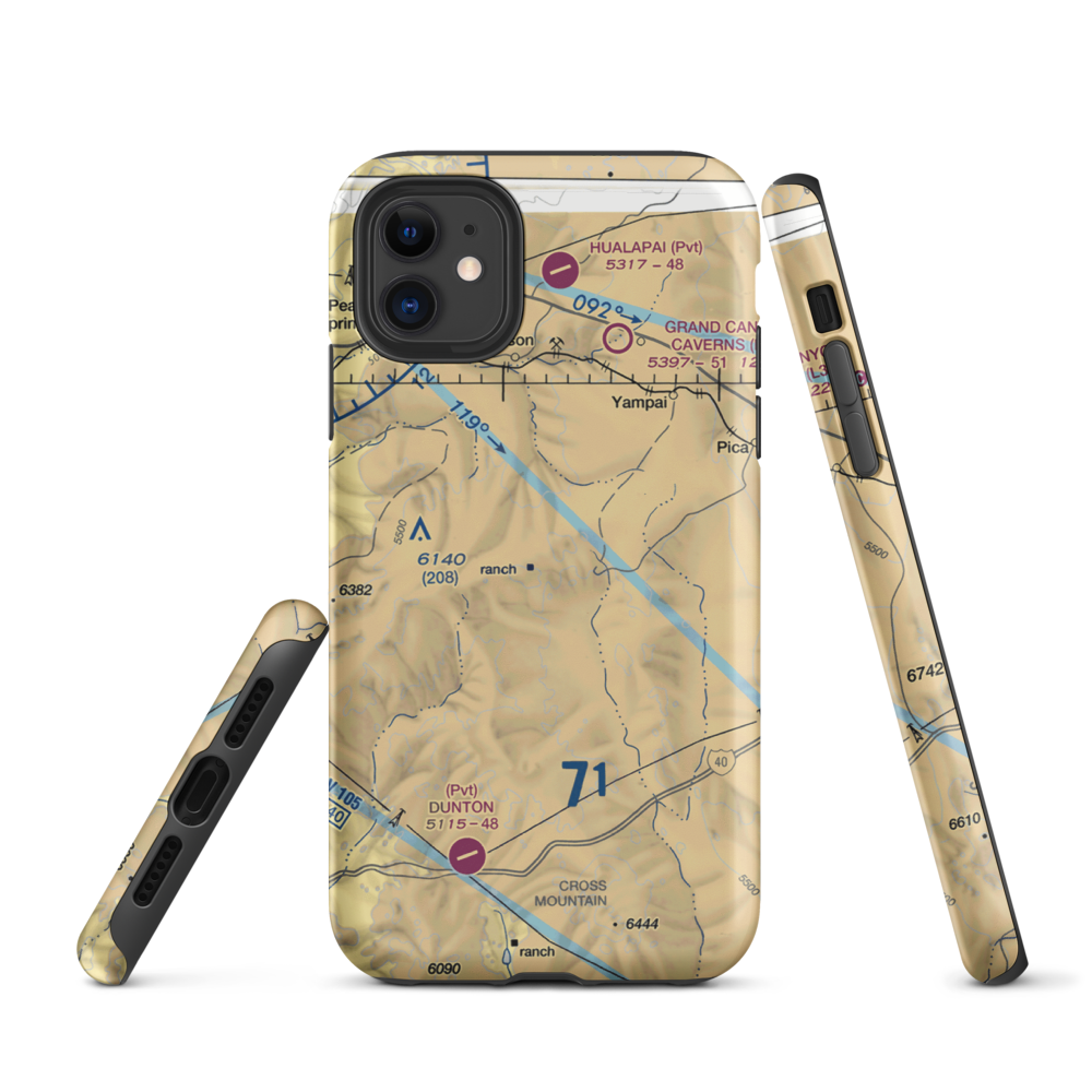 X-1 Ranch Upper Headquarters Airport (52AZ) VFR Sectional  Tough iPhone Case iPhone 11 model shown