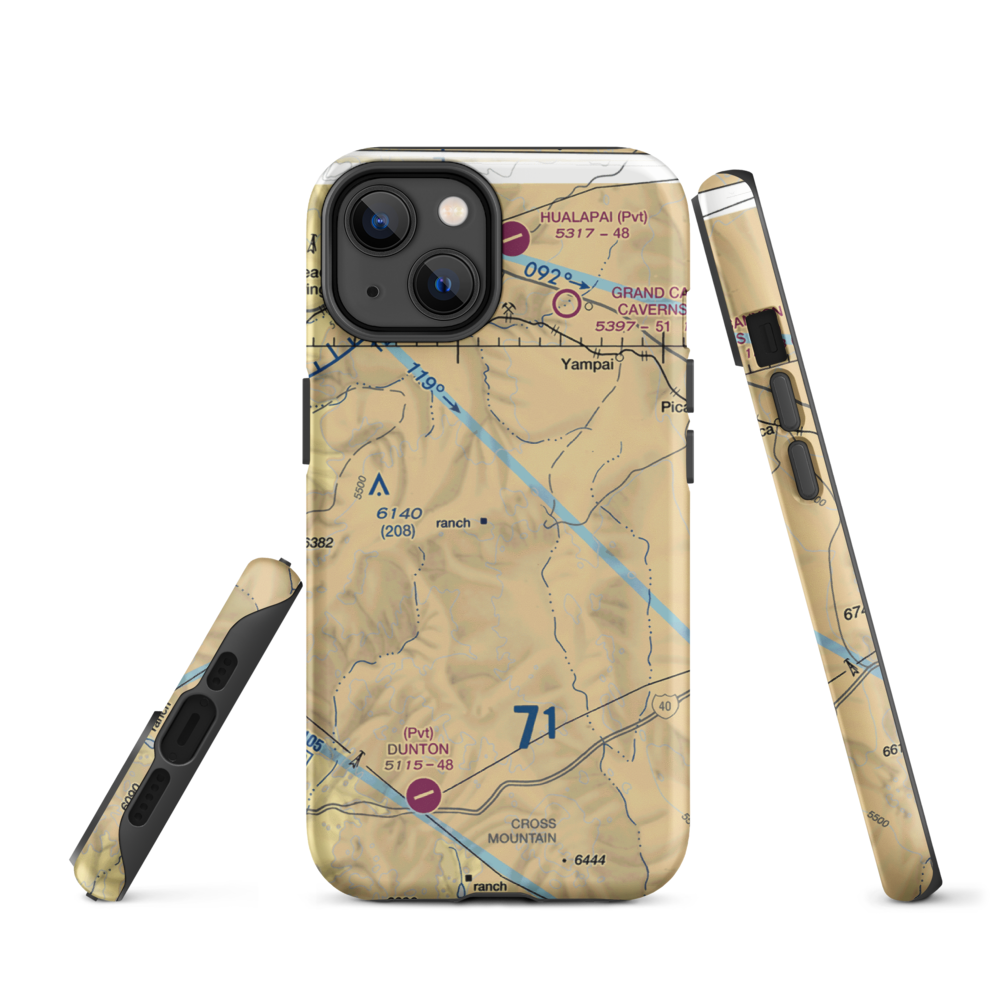 X-1 Ranch Upper Headquarters Airport (52AZ) VFR Sectional  Tough iPhone Case iPhone 14 model shown