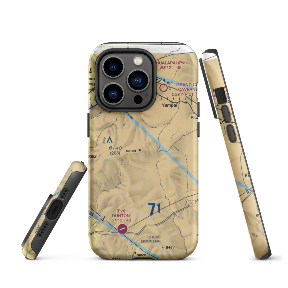 X-1 Ranch Upper Headquarters Airport (52AZ) VFR Sectional  Tough iPhone Case iPhone 14 Pro model shown