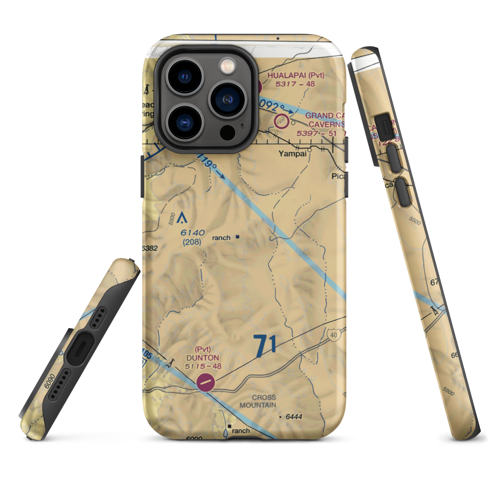 X-1 Ranch Upper Headquarters Airport (52AZ) VFR Sectional  Tough iPhone Case iPhone 14 Pro Max model shown
