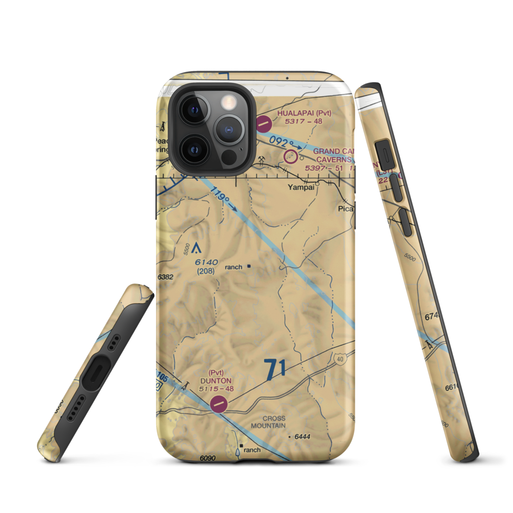 X-1 Ranch Upper Headquarters Airport (52AZ) VFR Sectional  Tough iPhone Case iPhone 12 Pro model shown