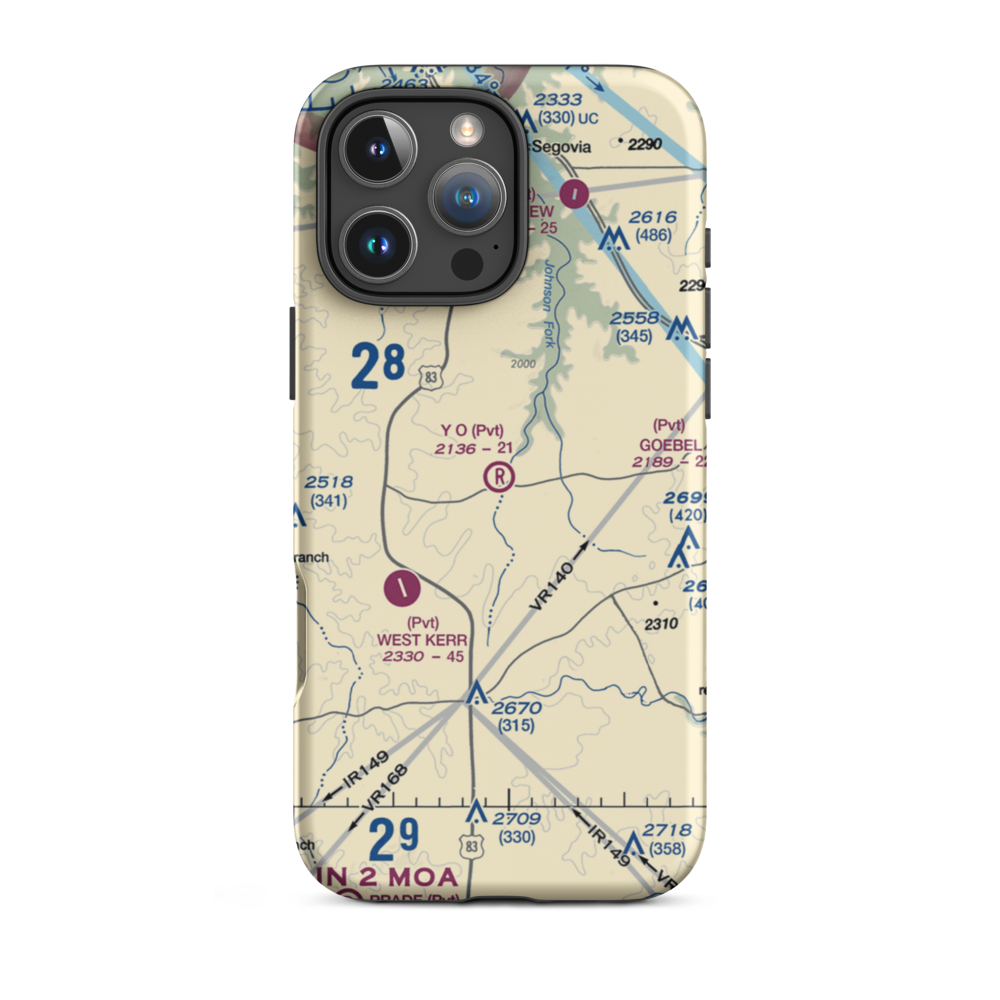 Y O Ranch Airport (XS22) VFR Sectional  Tough iPhone Case iPhone 16 Pro Max model shown