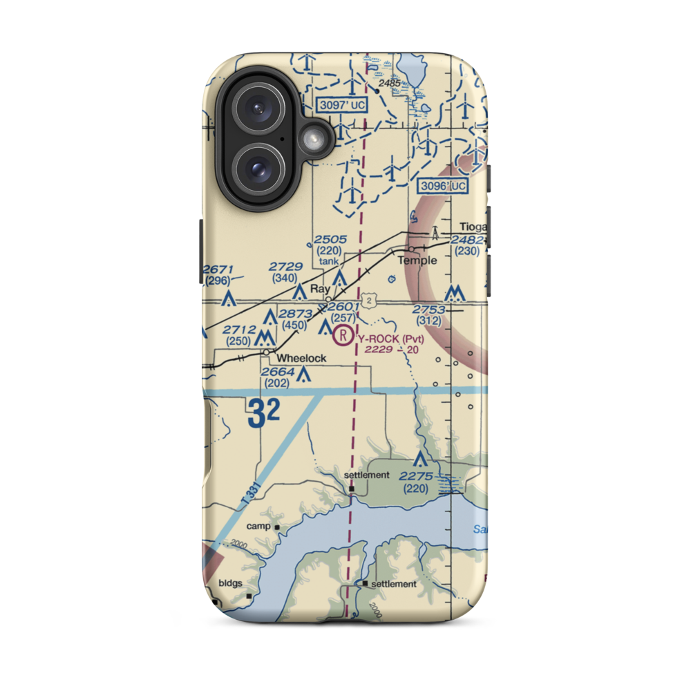 Y-Rock Airport (ND82) VFR Sectional  Tough iPhone Case iPhone 16 Plus model shown