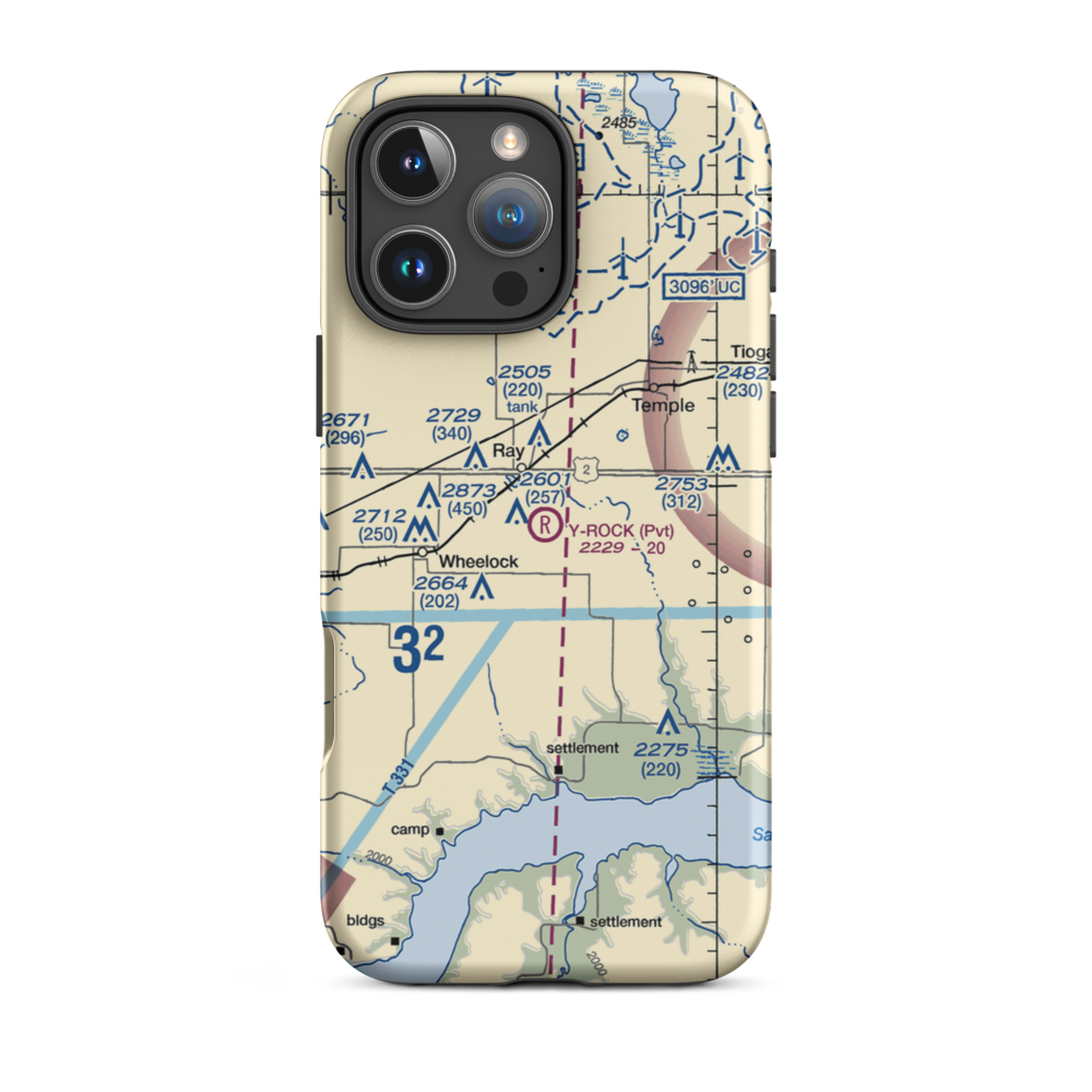 Y-Rock Airport (ND82) VFR Sectional  Tough iPhone Case iPhone 16 Pro Max model shown