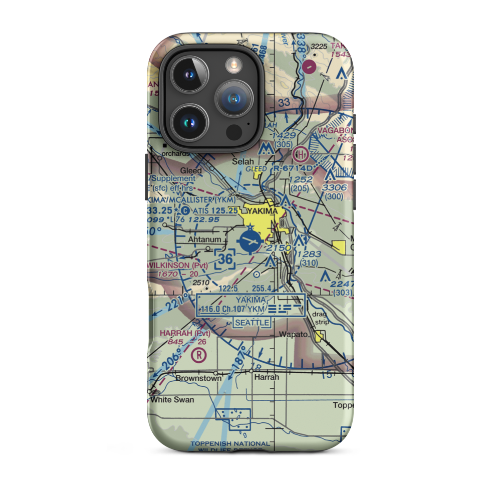 Yakima Air Terminal McAllister Field (YKM) VFR Sectional  Tough iPhone Case iPhone 16 Pro Max model shown