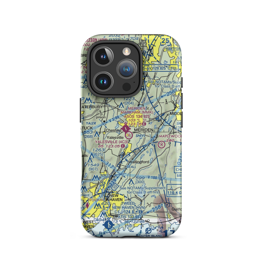 Yalesville Heliport (4C3) VFR Sectional  Tough iPhone Case iPhone 16 Pro model shown