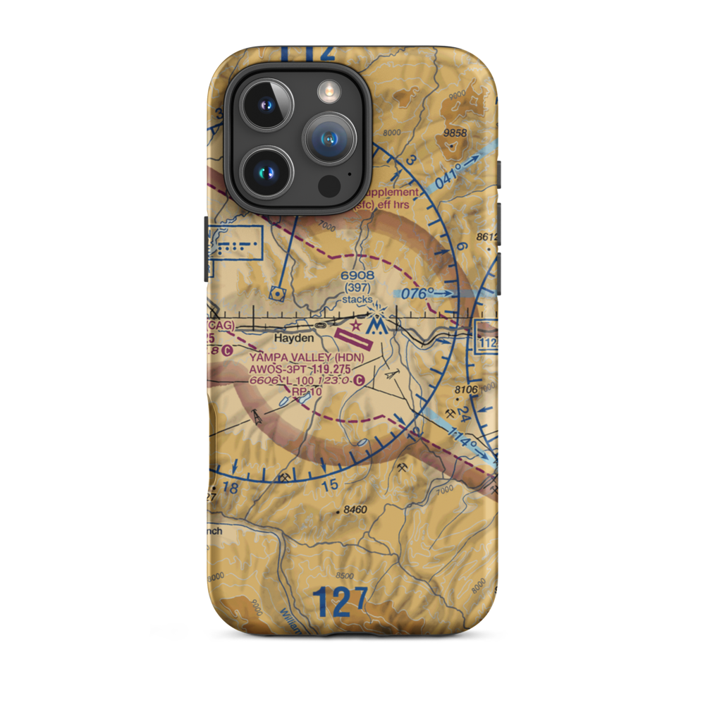 Yampa Valley Airport (HDN) VFR Sectional  Tough iPhone Case iPhone 16 Pro Max model shown