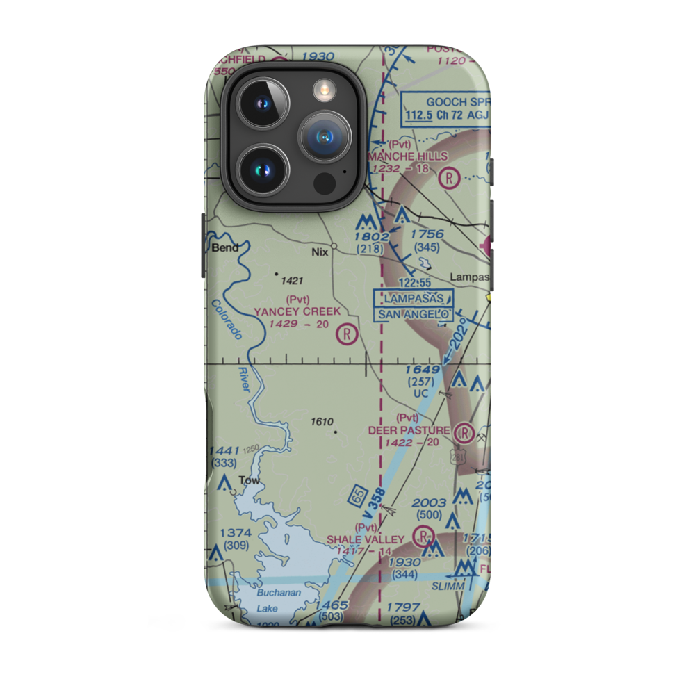 Yancey Creek Ranch Airport (1TX0) VFR Sectional  Tough iPhone Case iPhone 16 Pro Max model shown