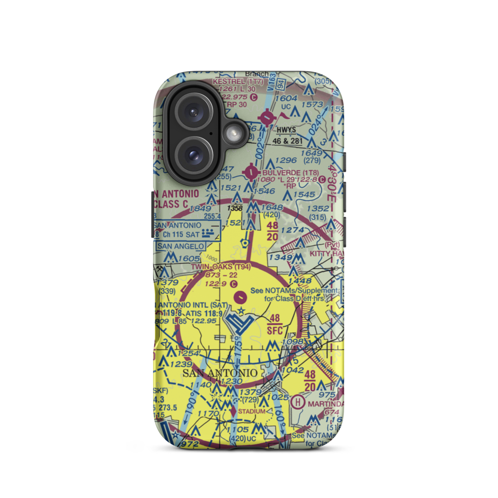 Yates Airport (XS89) VFR Sectional  Tough iPhone Case iPhone 16 model shown