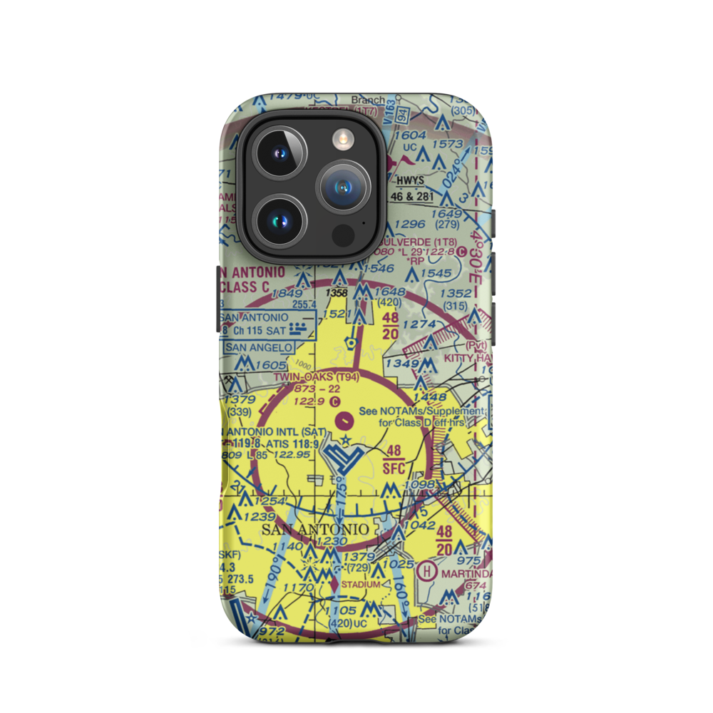 Yates Airport (XS89) VFR Sectional  Tough iPhone Case iPhone 16 Pro model shown