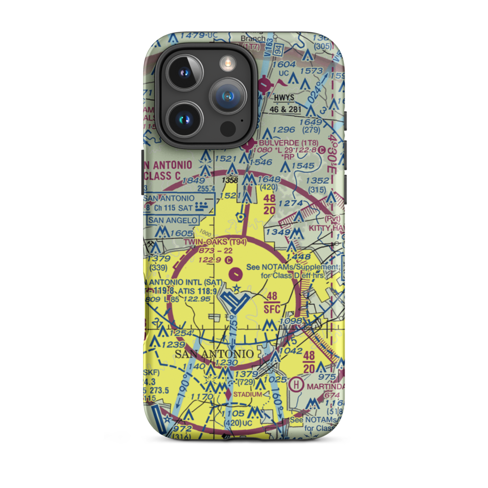Yates Airport (XS89) VFR Sectional  Tough iPhone Case iPhone 16 Pro Max model shown