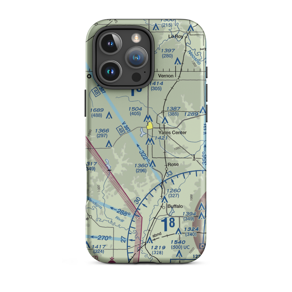 Yates Center Airport (8K5) VFR Sectional  Tough iPhone Case iPhone 16 Pro Max model shown