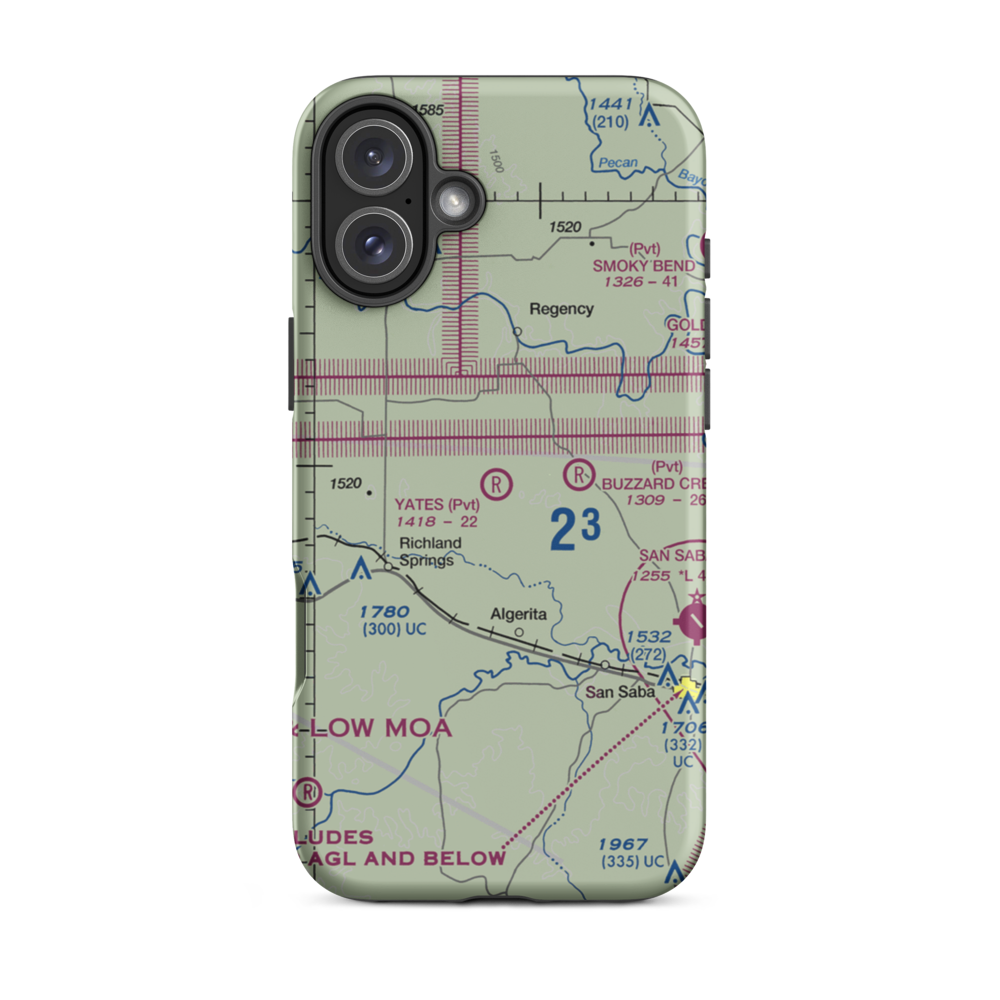 Yates Field (37TX) VFR Sectional  Tough iPhone Case iPhone 16 Plus model shown