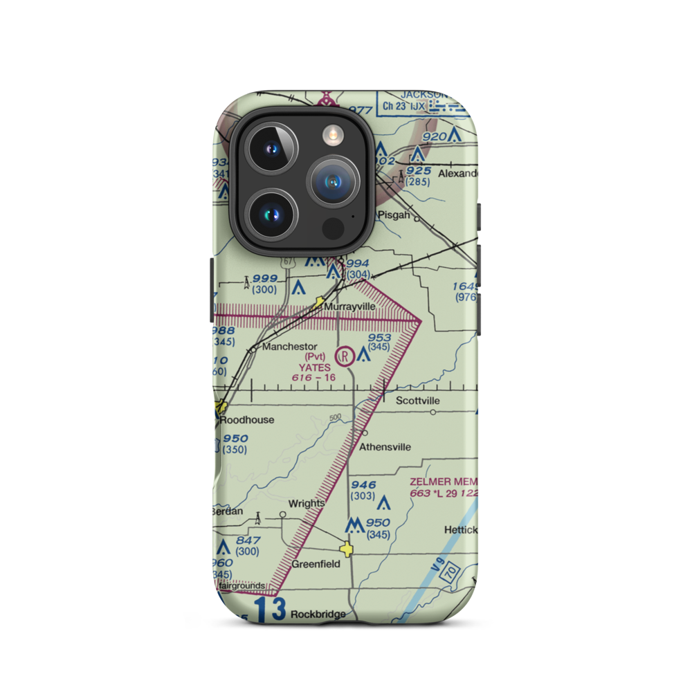 Yates RLA Airport (IL29) VFR Sectional  Tough iPhone Case iPhone 16 Pro model shown