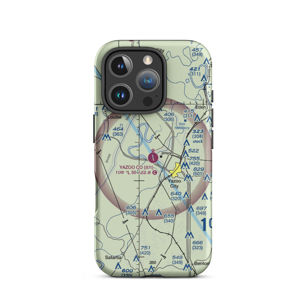 Yazoo County Airport (87I) VFR Sectional  Tough iPhone Case iPhone 16 Pro model shown