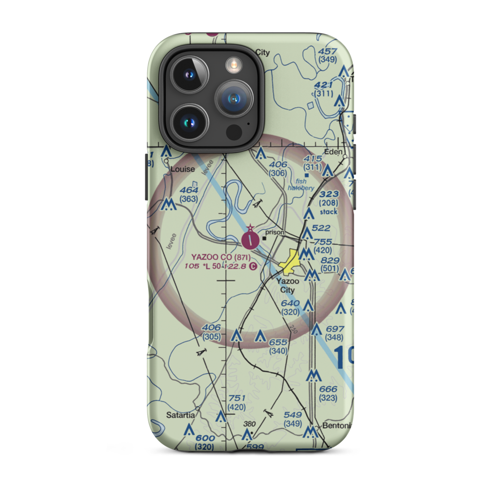 Yazoo County Airport (87I) VFR Sectional  Tough iPhone Case iPhone 16 Pro Max model shown