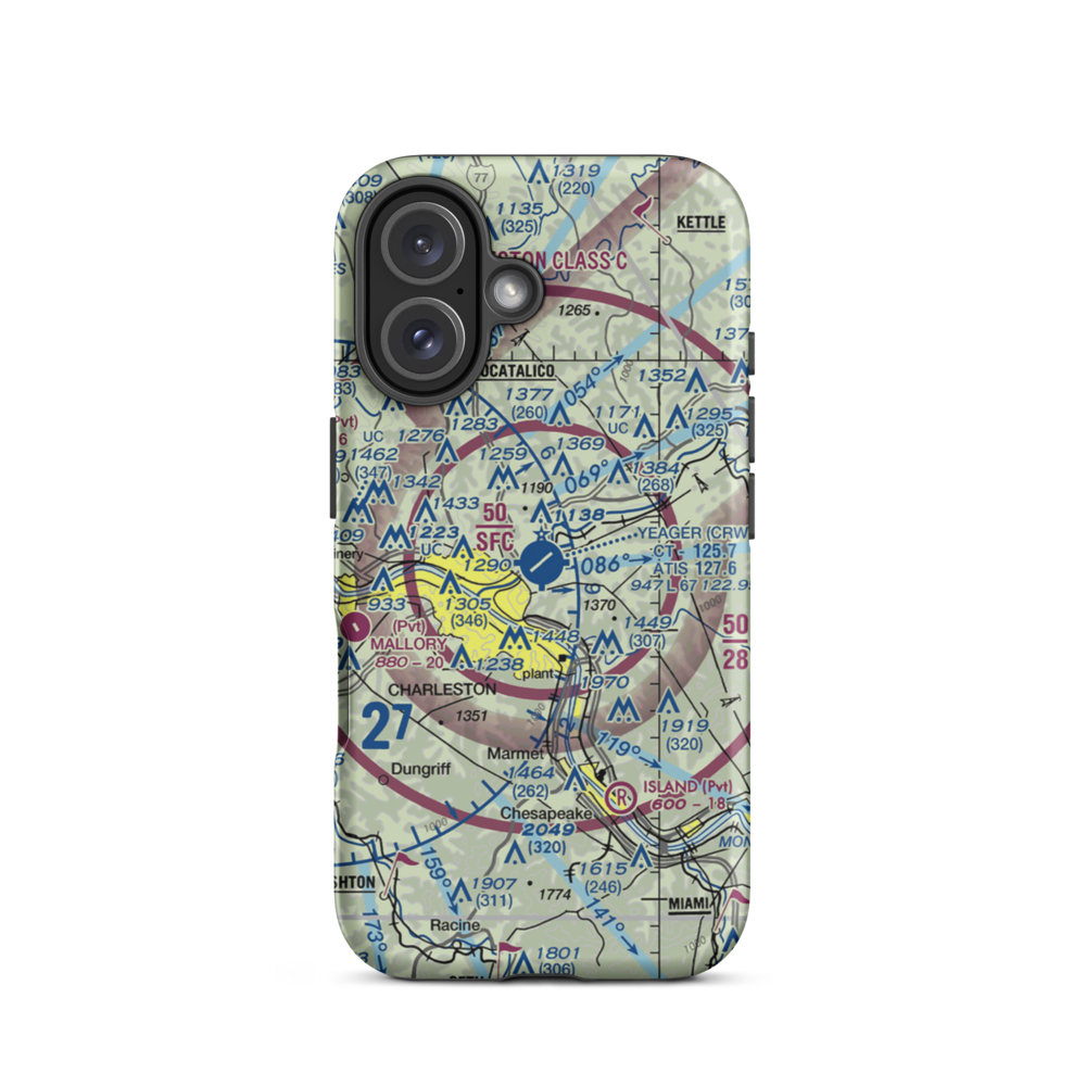 Yeager Airport (CRW) VFR Sectional  Tough iPhone Case iPhone 16 model shown