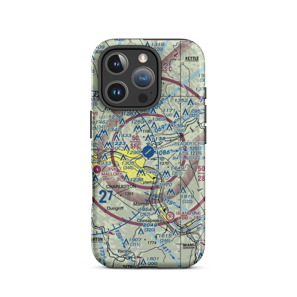 Yeager Airport (CRW) VFR Sectional  Tough iPhone Case iPhone 16 Pro model shown
