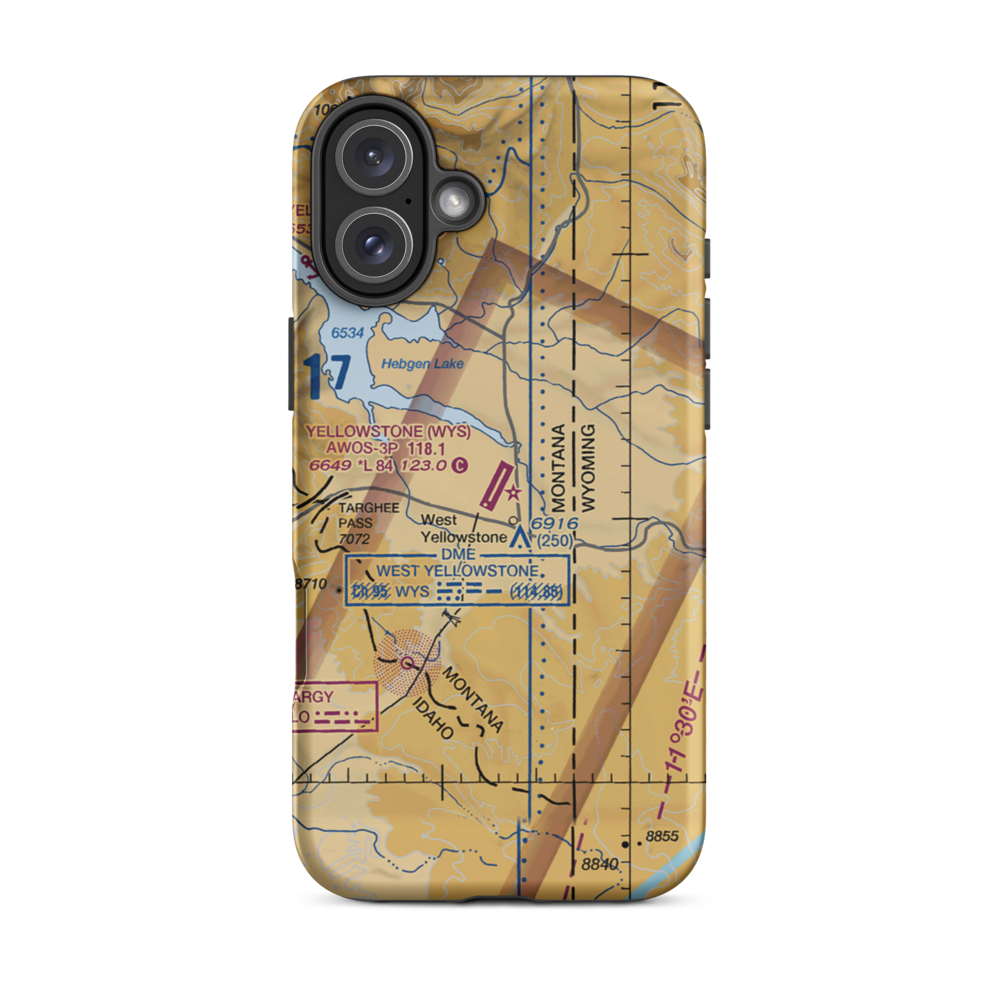 Yellowstone Airport (WYS) VFR Sectional  Tough iPhone Case iPhone 16 Plus model shown