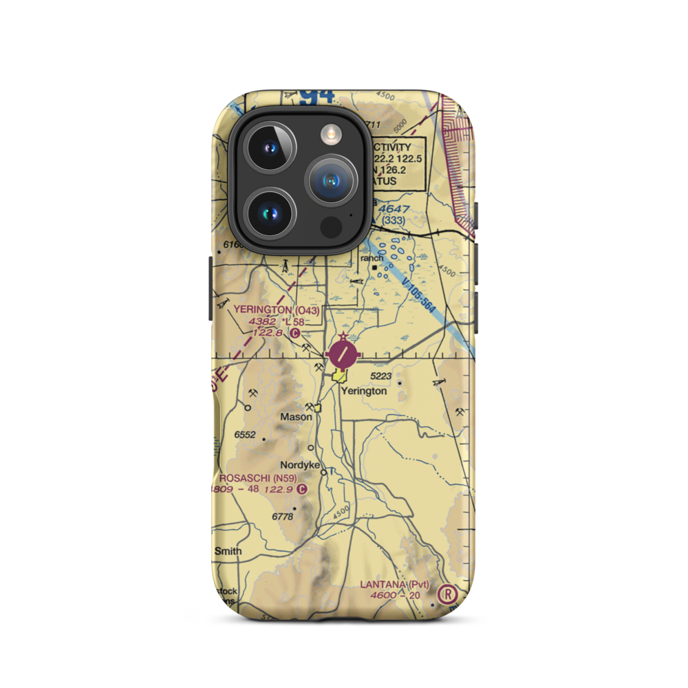 Yerington Municipal Airport (O43) VFR Sectional  Tough iPhone Case iPhone 16 Pro model shown