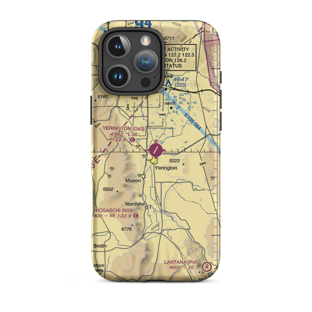 Yerington Municipal Airport (O43) VFR Sectional  Tough iPhone Case iPhone 16 Pro Max model shown