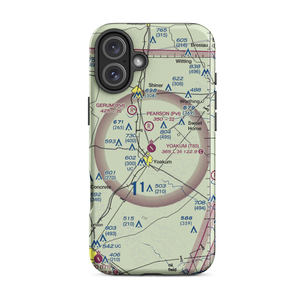 Yoakum Municipal Airport (T85) VFR Sectional  Tough iPhone Case iPhone 16 Plus model shown