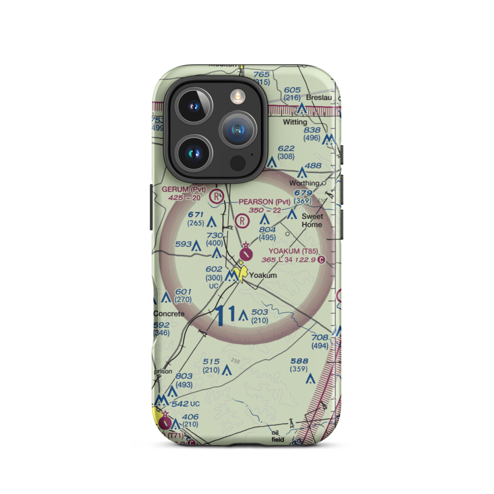Yoakum Municipal Airport (T85) VFR Sectional  Tough iPhone Case iPhone 16 Pro model shown