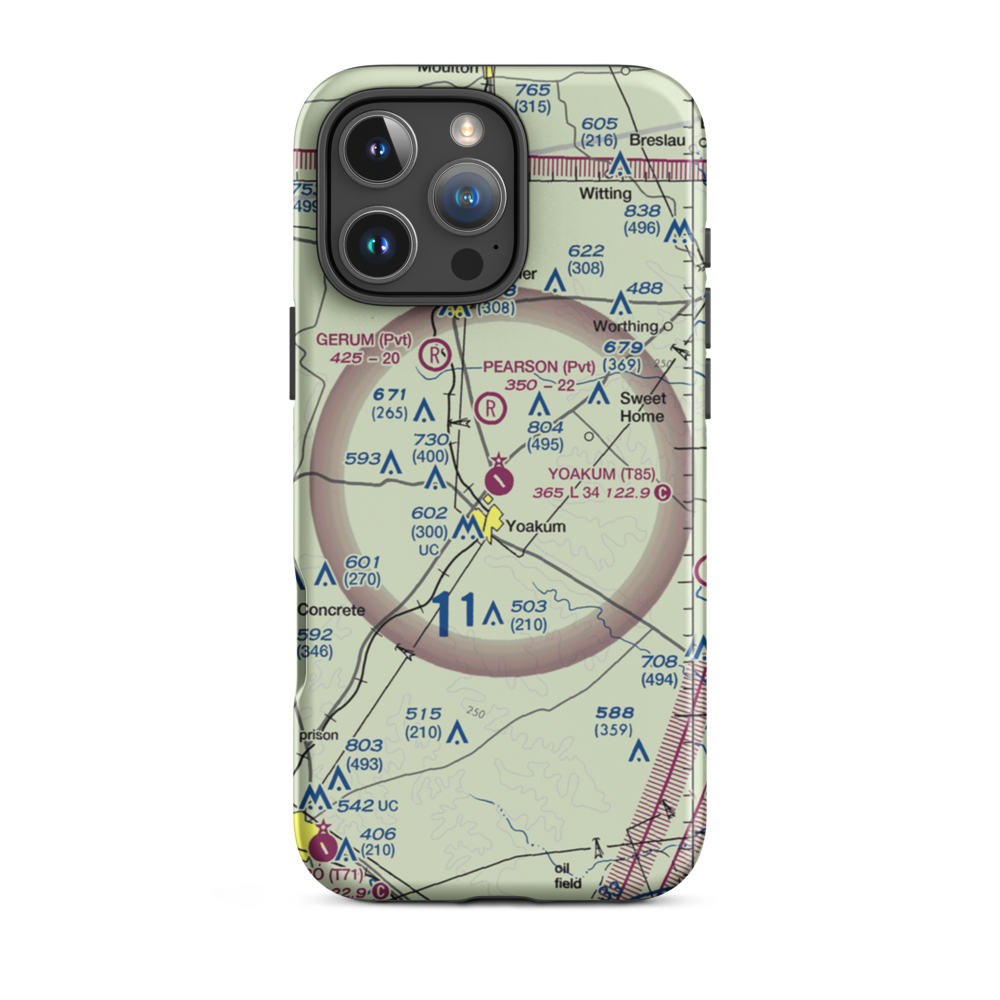 Yoakum Municipal Airport (T85) VFR Sectional  Tough iPhone Case iPhone 16 Pro Max model shown