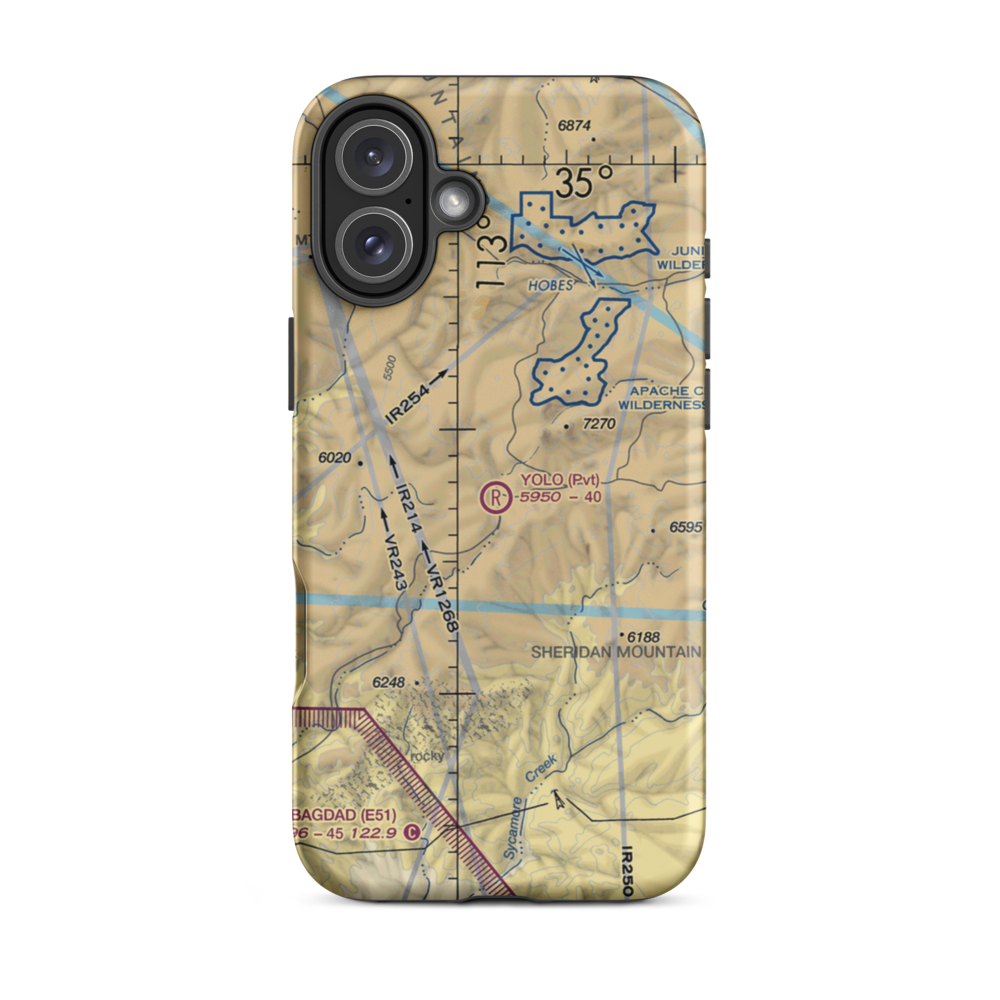 Yolo Ranch Airport (33AZ) VFR Sectional  Tough iPhone Case iPhone 16 Plus model shown