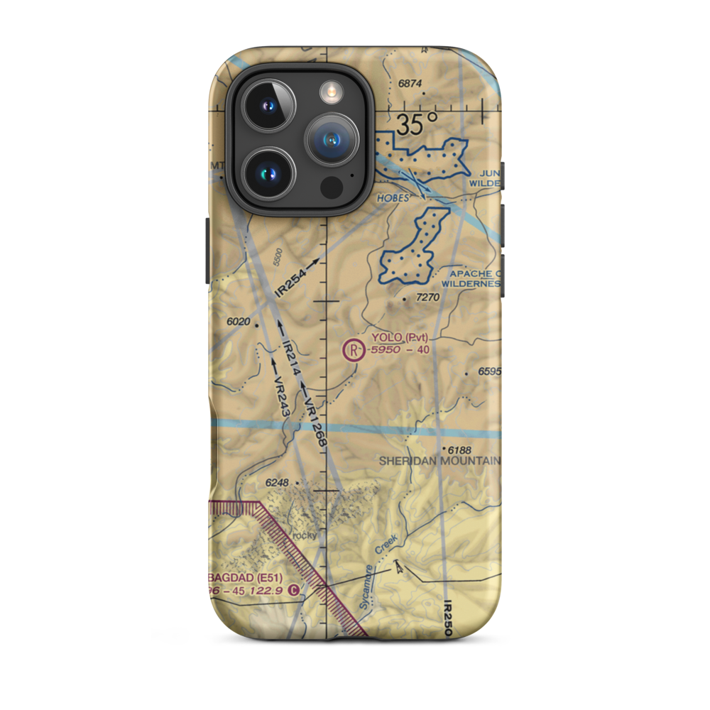 Yolo Ranch Airport (33AZ) VFR Sectional  Tough iPhone Case iPhone 16 Pro Max model shown