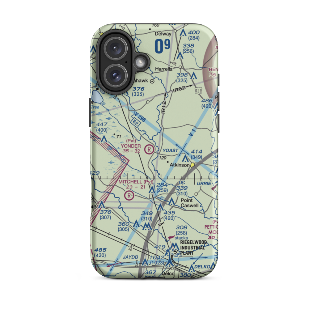 Yonder Airport (NC65) VFR Sectional  Tough iPhone Case iPhone 16 Plus model shown