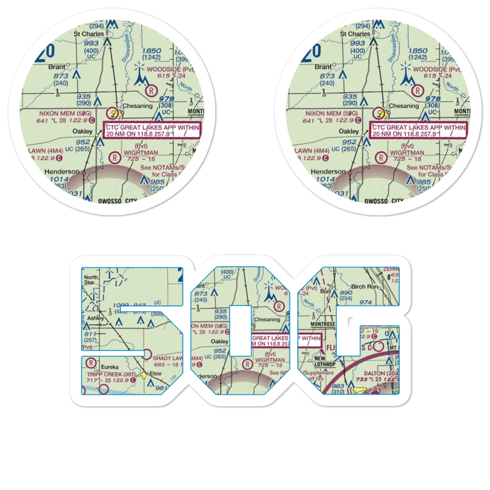Howard Nixon Memorial Airport (50G) VFR Sectional Sticker Pack 