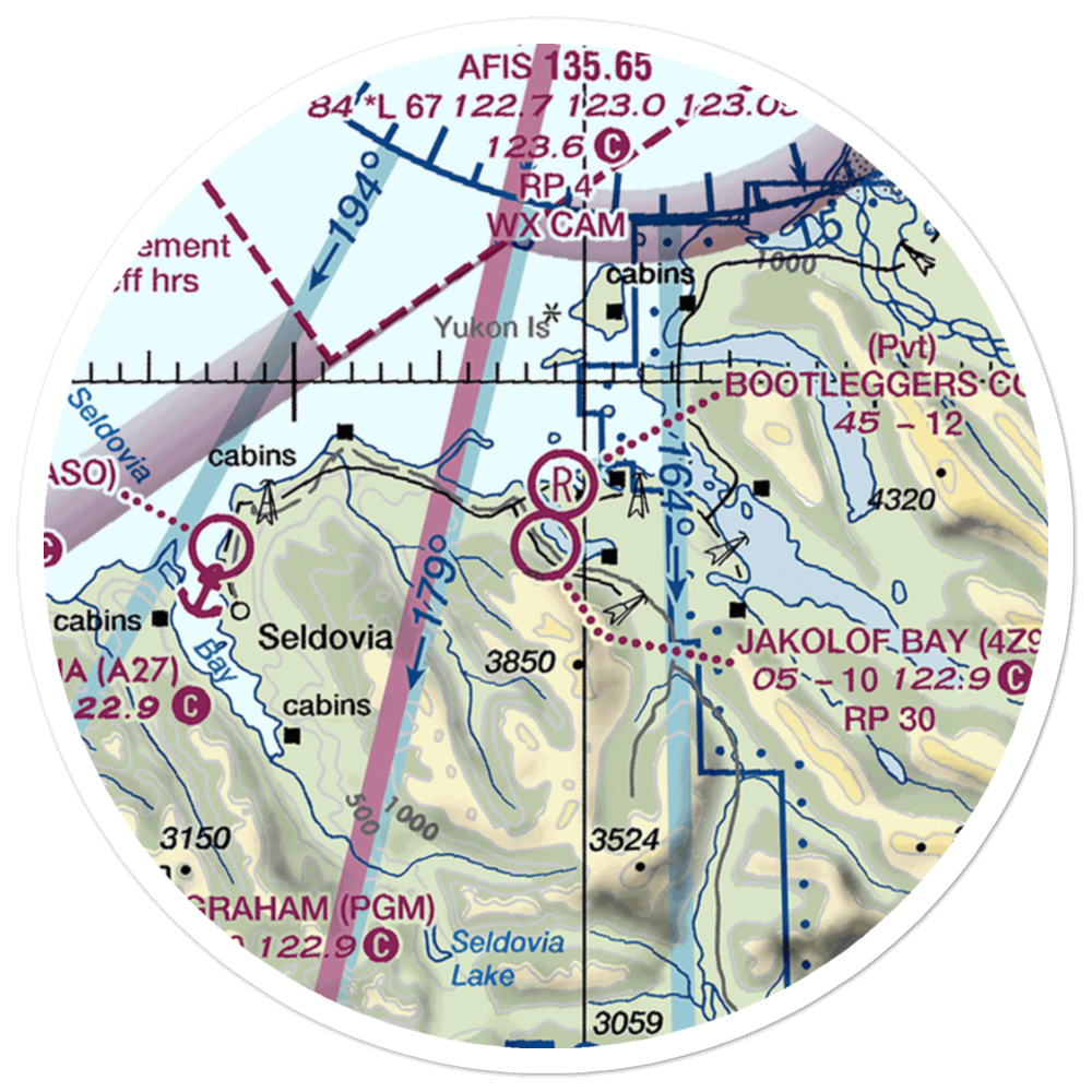Jakolof Bay Airport (4Z9) VFR Sectional Sticker (20 mile) 