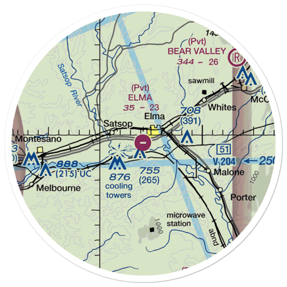 Elma Municipal Airport (4W8) VFR Sectional Sticker (20 mile) 