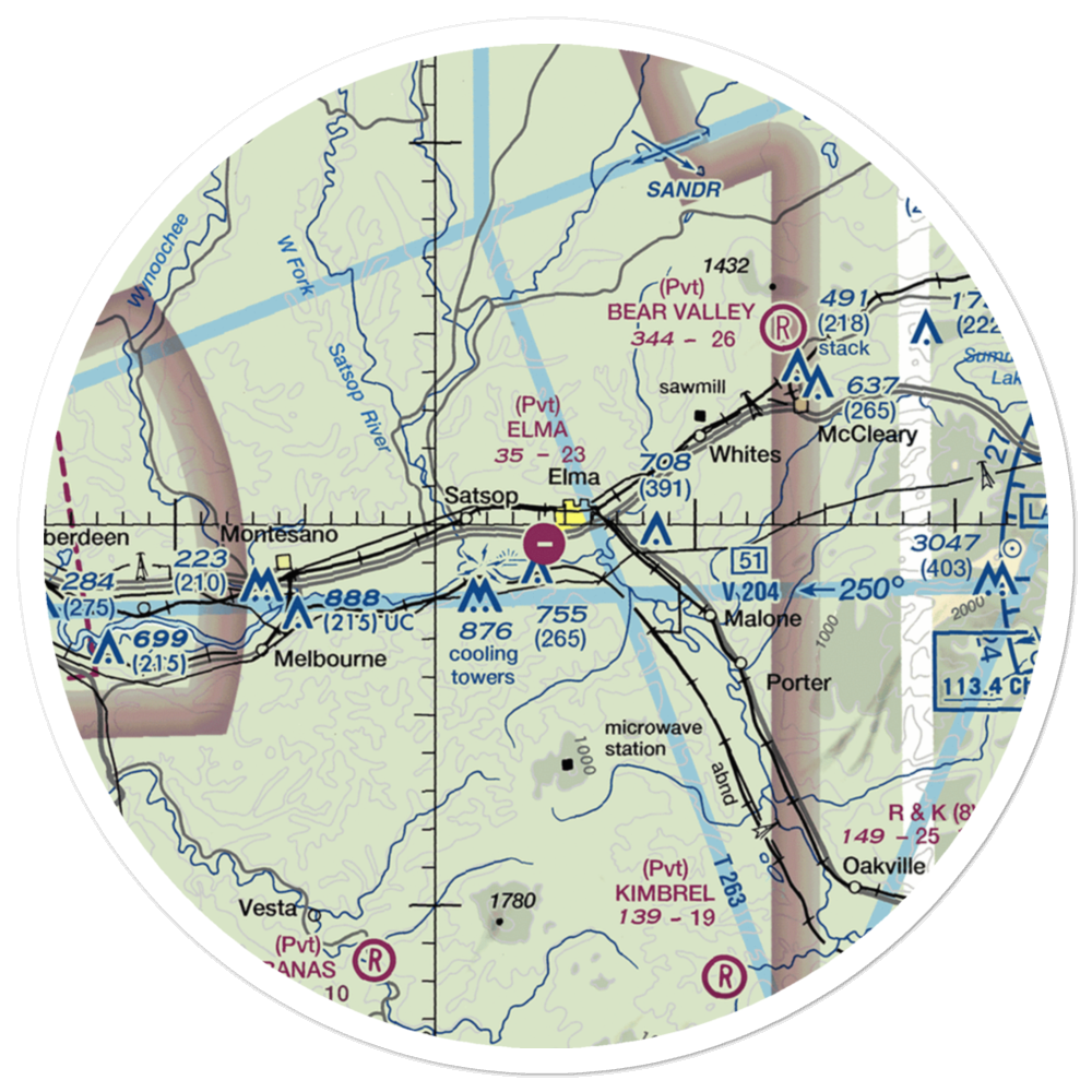 Elma Municipal Airport (4W8) VFR Sectional Sticker (30 mile) 