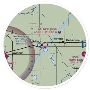 Milnor Municipal Airport (4R6) VFR Sectional Sticker (20 mile)