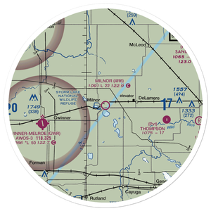 Milnor Municipal Airport (4R6) VFR Sectional Sticker (30 mile)