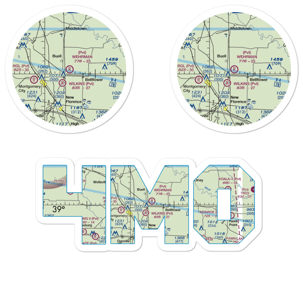 Montgomery-Wehrman Airport (4MO) VFR Sectional Sticker Pack 
