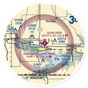 Alma Municipal Airport (4D9) VFR Sectional Sticker (20 mile)