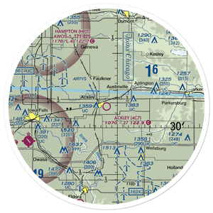 Ackley Municipal Airport (4C7) VFR Sectional Sticker (30 mile)