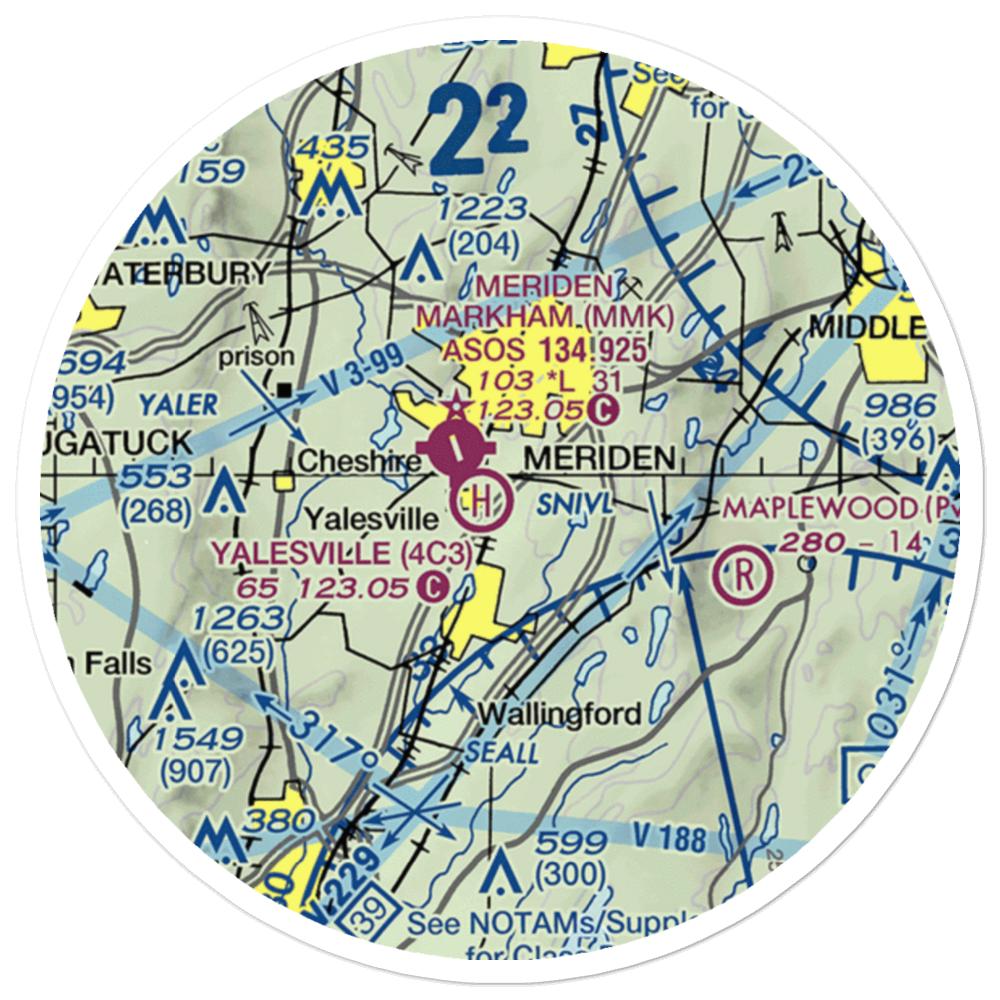 Yalesville Heliport (4C3) VFR Sectional Sticker (20 mile) 