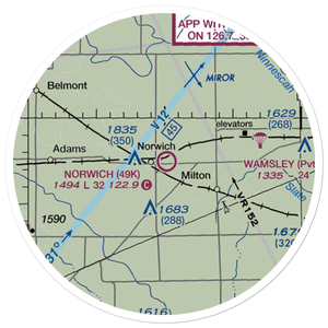 Norwich Airport (49K) VFR Sectional Sticker (20 mile)