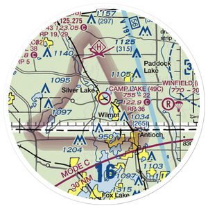 Camp Lake Airport (49C) VFR Sectional Sticker (20 mile)