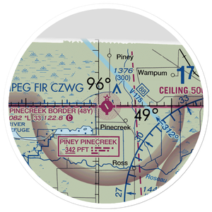 Piney Pinecreek Border Airport (48Y) VFR Sectional Sticker (20 mile)