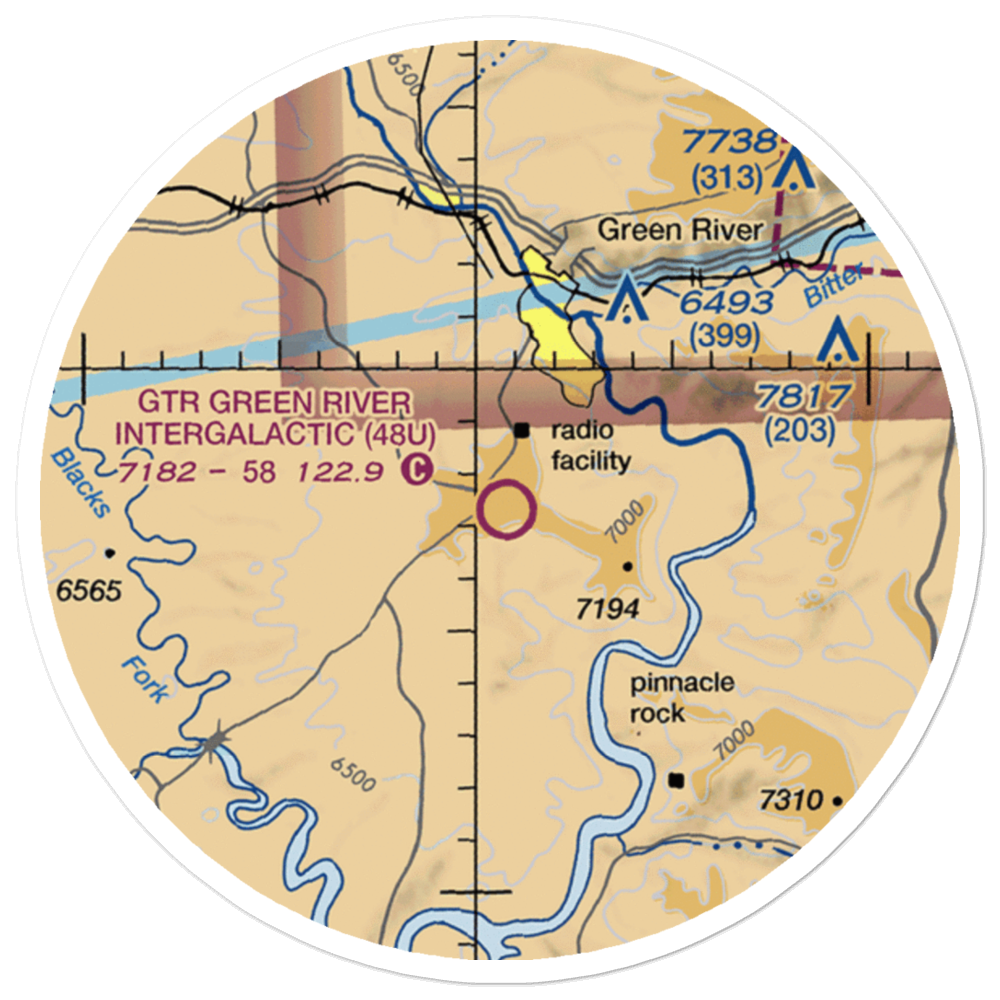 Gtr Green River Intergalactic Spaceport Airport (48U) VFR Sectional Sticker (20 mile) 