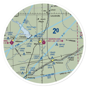 Marion Municipal Airport (43K) VFR Sectional Sticker (30 mile)