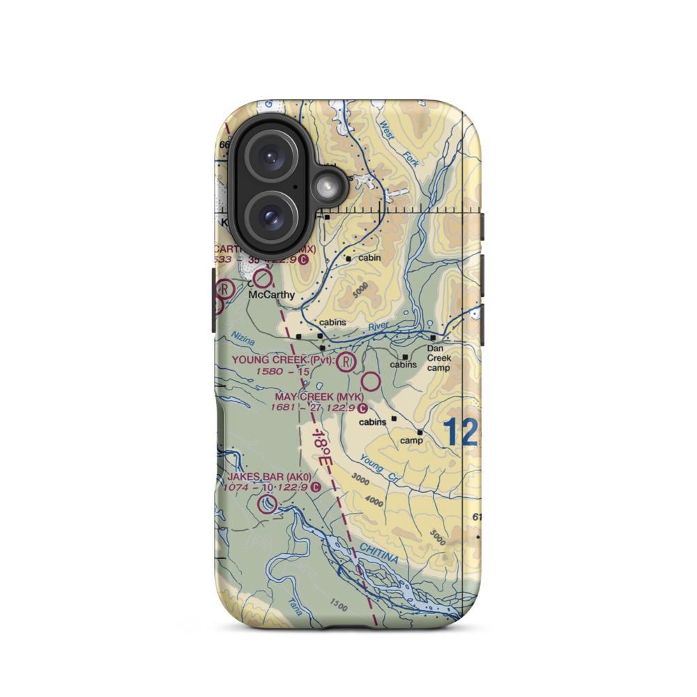 Young Creek Airport (0AK5) VFR Sectional  Tough iPhone Case iPhone 16 model shown